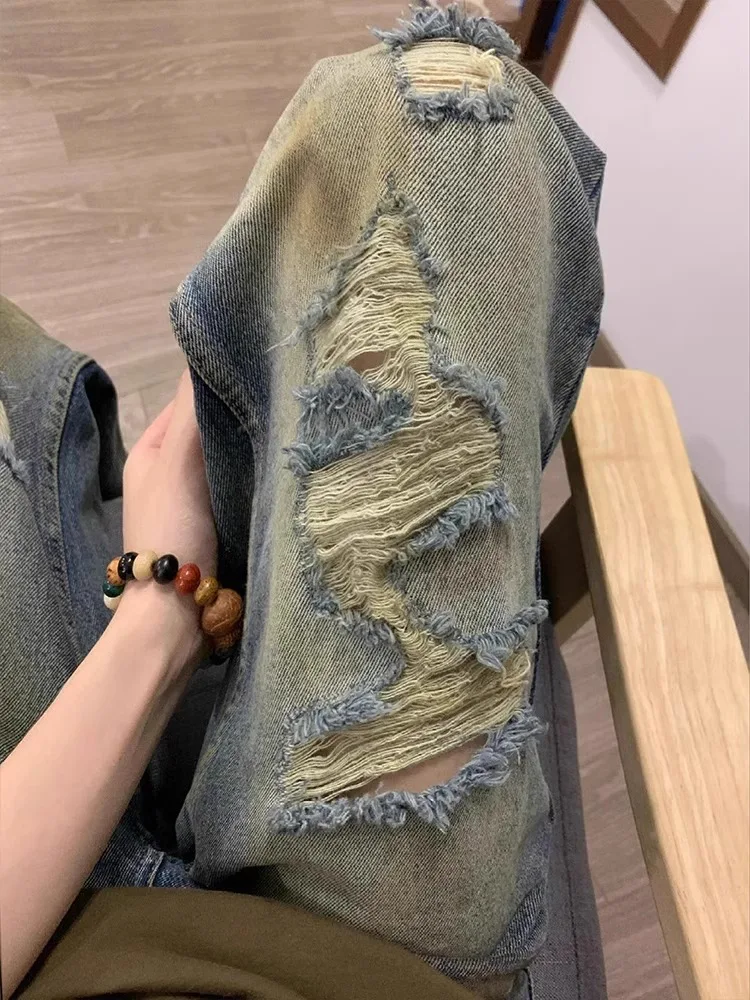 

Large Size Men's Denim Jeans Spring Autumn New Sle High Street Straight Leg Wide Leg Jeans Tear Hole Waed out Jeans