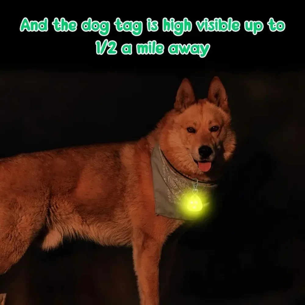 LED Pet Pendant Collar Waterproof Dog Collar Light for Outdoor Walking Safety Silicone LED Dog Collar Dog Tag Battery Included