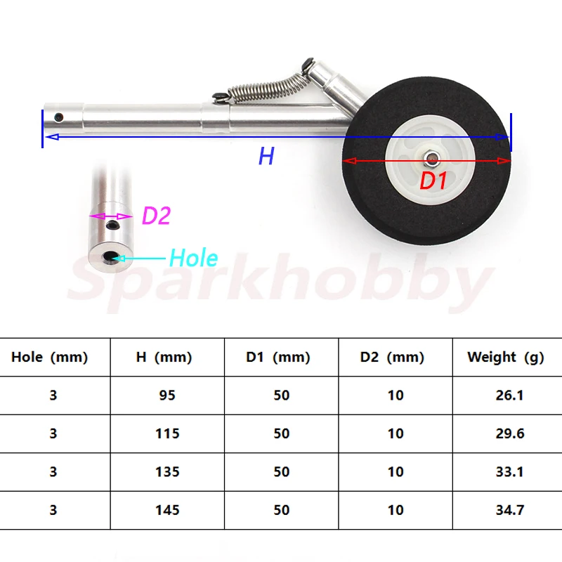 1PC 90 110 130 140mm Aluminum Alloy Single-Wheel Telescopic Spring Damping Landing Gear For Ducted Aircraft F22 Freewing L39 RC