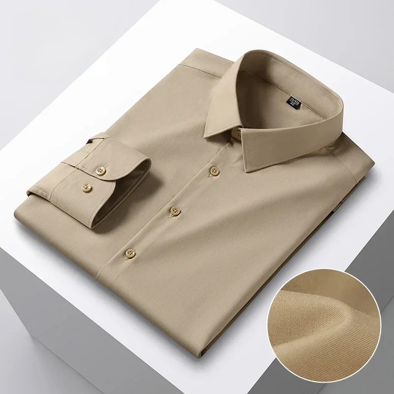 

New in shirt Hight qulity silk ModaL long-sleeve shirts for men slim fit formal shirt wrikle free soft business elegants clothes