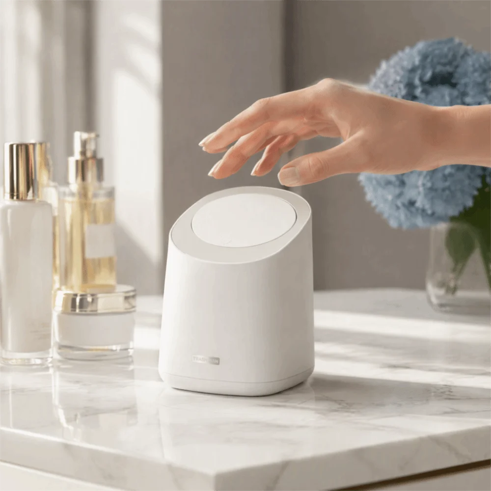 Mini Press Type Lid Countertop Garbage Can Quick Press Lid Mini Wastebasket Desktop Trash Can Dressing Table