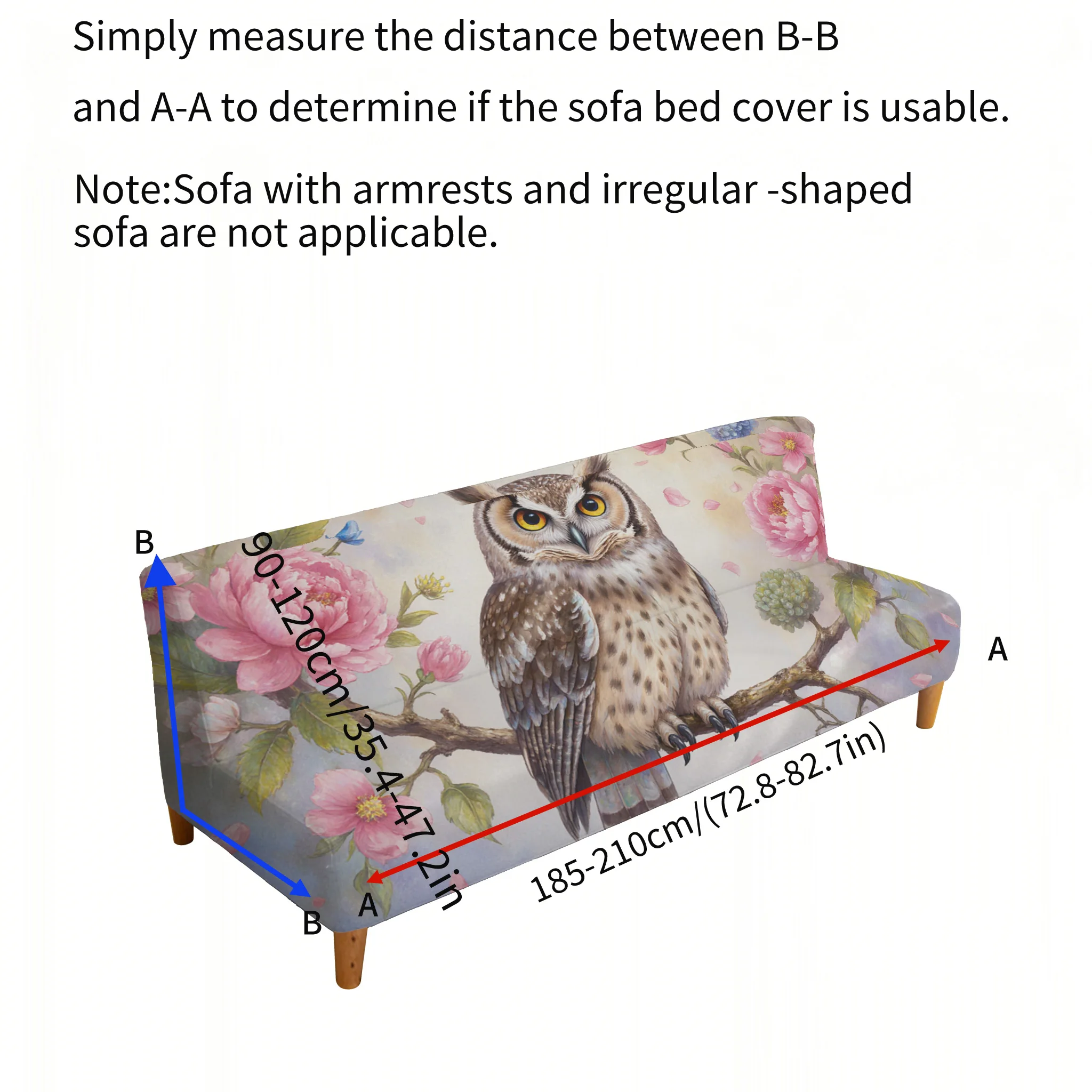 Peony owl elastic sofa cover, non-slip and scratch-proof furniture protective cover, easy to install