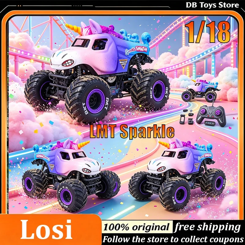 Losi 1/18 Unicorn RC Car 4WD Electric Off-Road Monster Truck Remote Control Car for Adult Beach Outdoor Play Halloween gifts