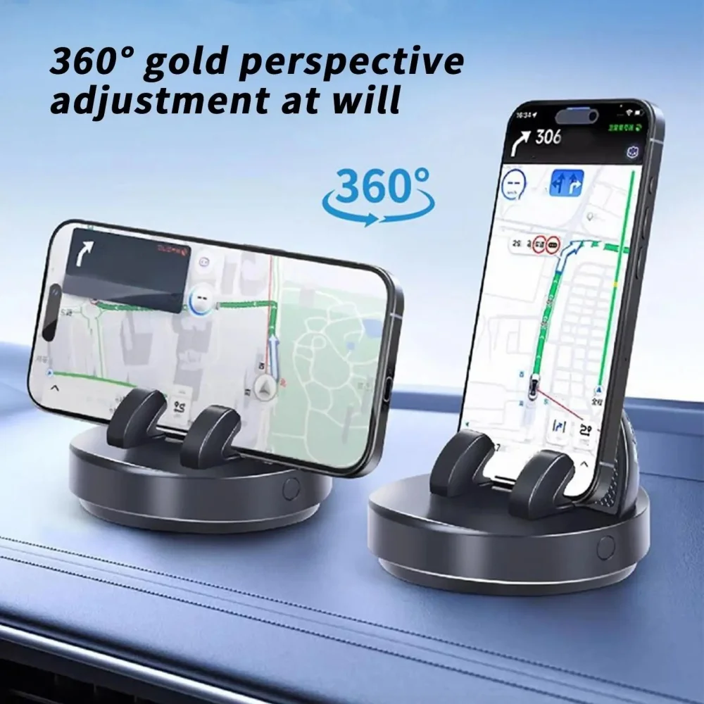Car Dashboard Phone Holder 360° Rotation Adjustable Auto GPS Navigation Stand Anti Slip Suction Cup Fixed Stand Smartphone Stand