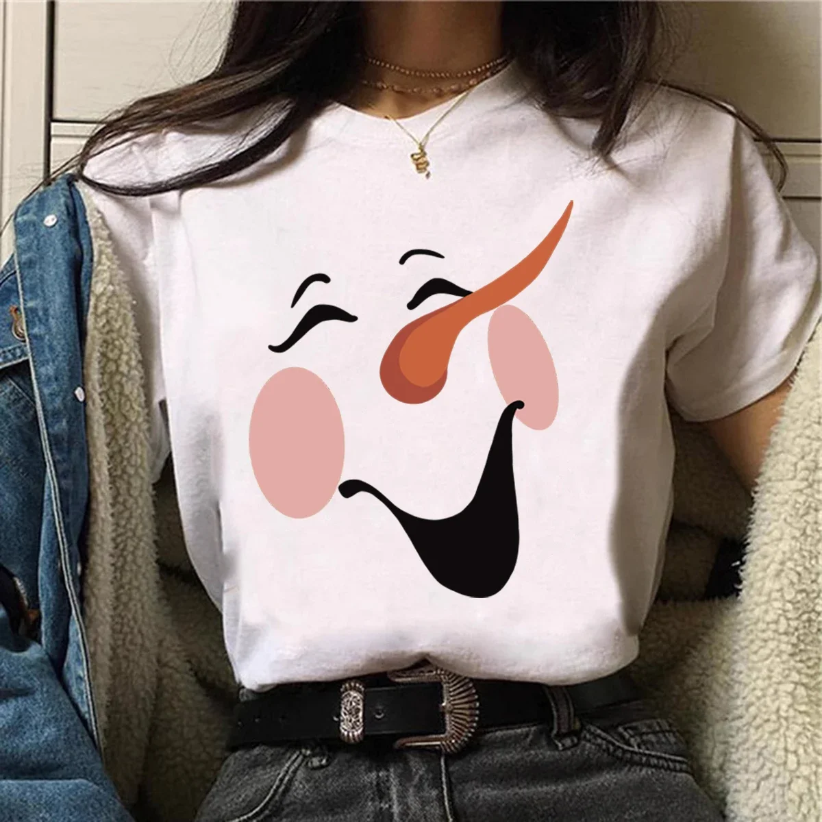 Snowman Faces Tshirt Customized T Shirt Design My Own Photo Women Tees Custom Print Logo Brand Graphics PrintOn Demand