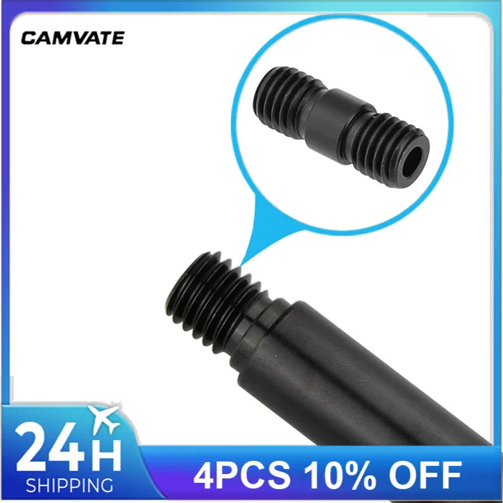 CAMVATE 15mm Rod Connector Screw Nets Double M12 Thread Mount Black/Red For DSLR Camera 15mm Rail Support System (pack of 2)