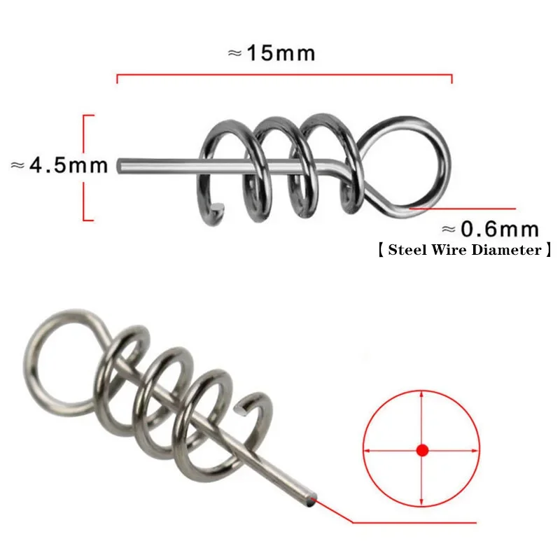 Stainless Steel Spring Lock Pin Fishing Pin Screw Crank Hook Spring Twist Lock Fishing Connector Swivel Snap Soft Lure Tackle