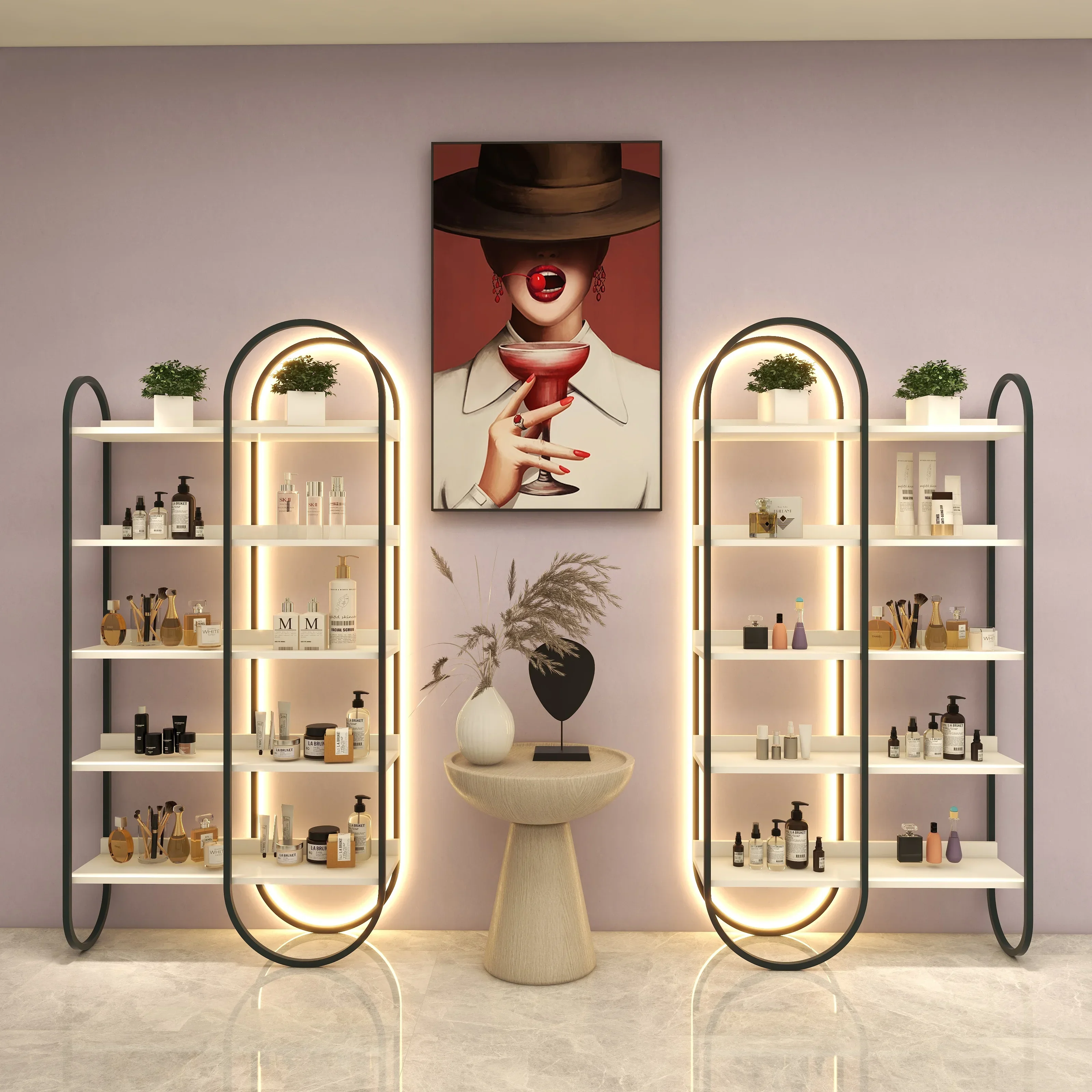 Cosmetic display cabinets, sample shelves, iron art display cabinets, exhibition hall merchants, sample products