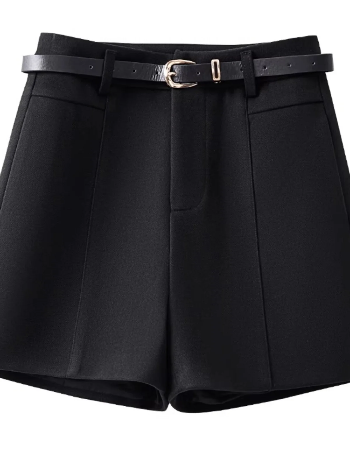 High Waist Wide Leg A-Line Pants Women's Spring Autumn Winter Thickened Fleece Lined Tweed Short Boots Matching Pants