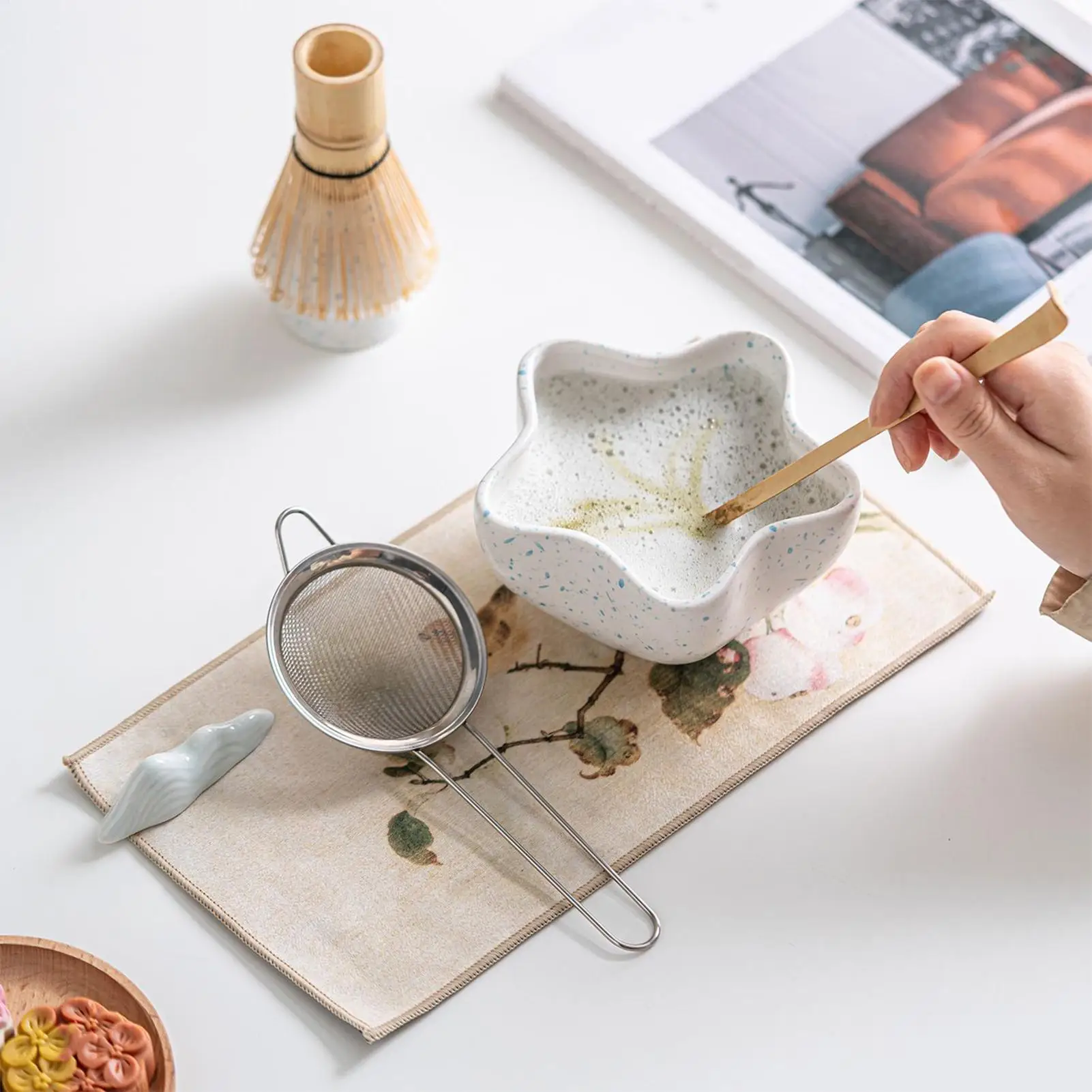 

Matcha Tea Set Matcha Tools for Ceremony Traditional Ceremonial Drink Utensils with Scoop for Office Medication Gathering Party