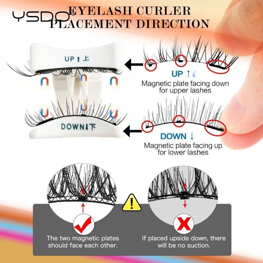3 Pairs New YSDO Magnetic Lashes Faux 3D Mink Reusable False Eyelashes Soft Fluffy No Glue Needed False Lashes Western Style