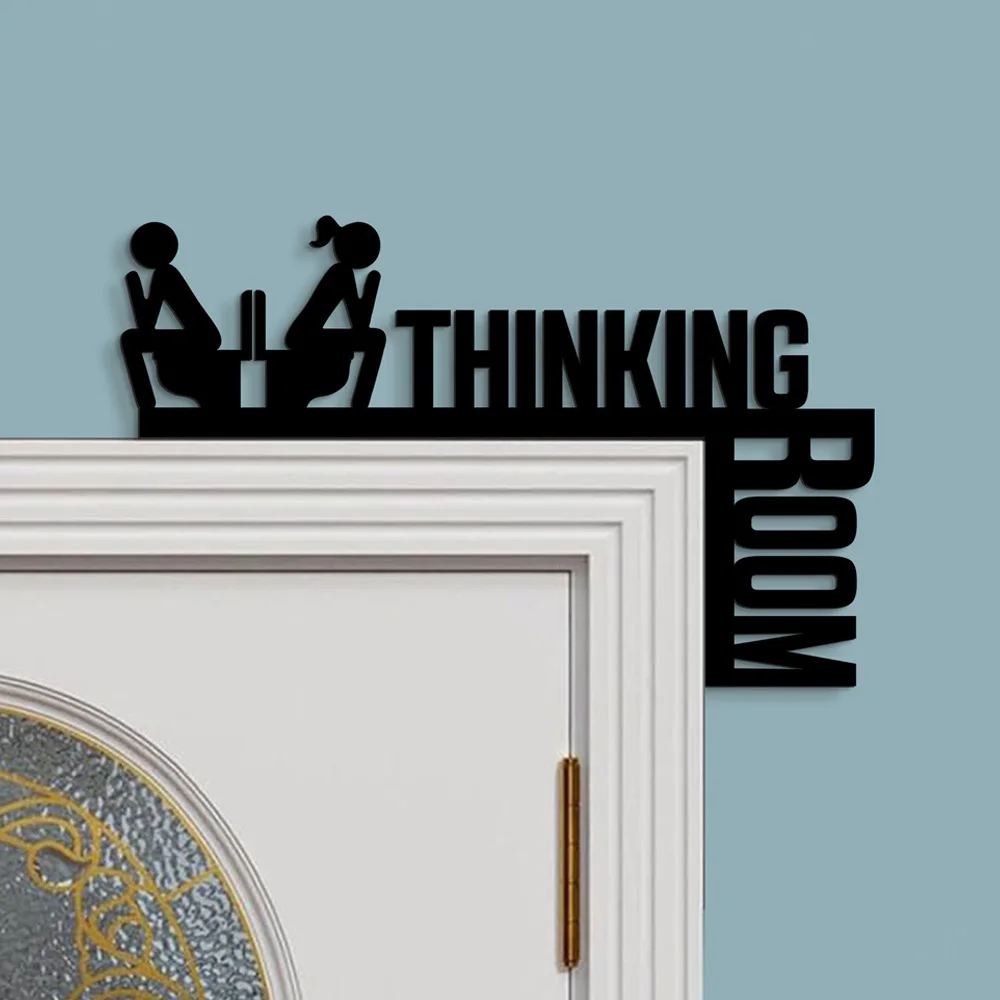 1pc Metal Thinking Room Toilet Sign Stylish Bath Room Wall Sculpture - Home Decor Artwork Decorative Door Frame Pendant Gifts