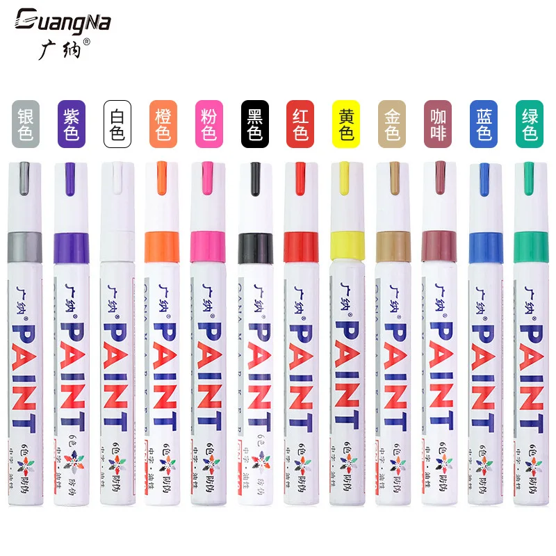 

1 Pcs Colorful Permanent Paint Marker Waterproof White Markers Tire Tread Rubber Fabric Paint Metal 12 Colors Paint Marker Pens