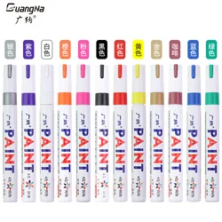 1 Pcs Colorful Permanent Paint Marker Waterproof White Markers Tire Tread Rubber Fabric Paint Metal 12 Colors Paint Marker Pens