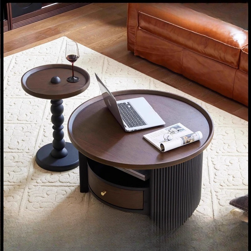 الفرنسية الرجعية طاولة القهوة الخشبية الصلبة طاولة جانبية مزيج شقة صغيرة غرفة المعيشة أريكة طاولة مستديرة طاولة شاي العتيقة