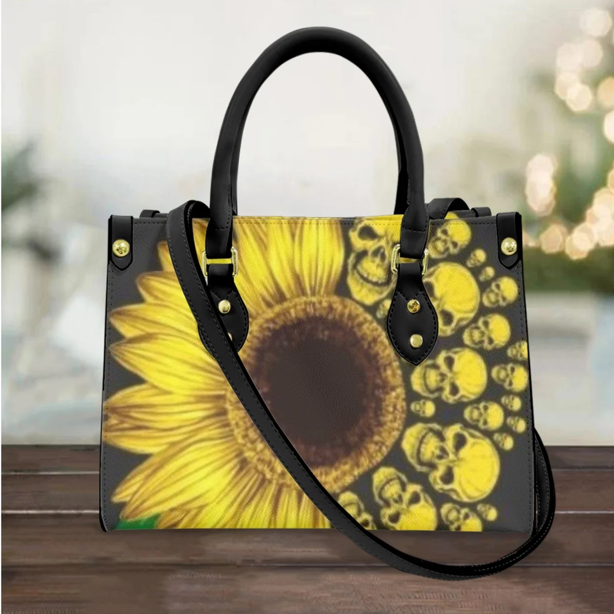 

Sunflower with Skull Pattern Women Handbags Luxury Leather Top-handle Tote Shoulder Bags Woman Bolsa Feminina 2023 Drop Shipping