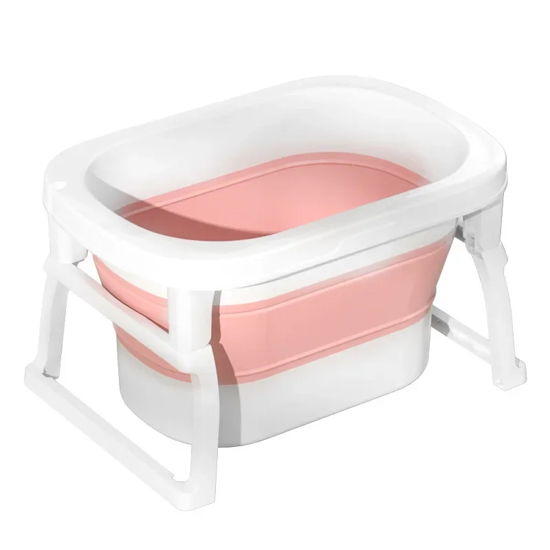 Large Household Baby Bathtub Newborn Dual-use Portable Bathtub Folding Storage Bath Basin Protection Cervical Bath Bucket