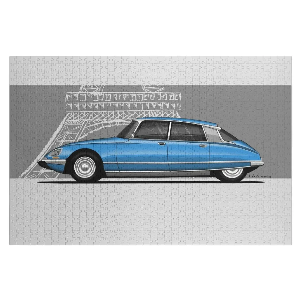 My drawing of the car with Eiffel background Jigsaw Puzzle Woodens For Adults Customizeds For Kids Customized Photo Puzzle