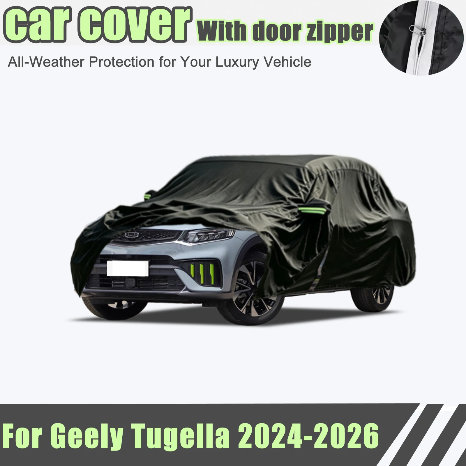 Outdoor Full Vehicle Cover For Geely Tugella 2024-2026 Side Zipper Design, Waterproof Dustproof Sun Protection Car Cover