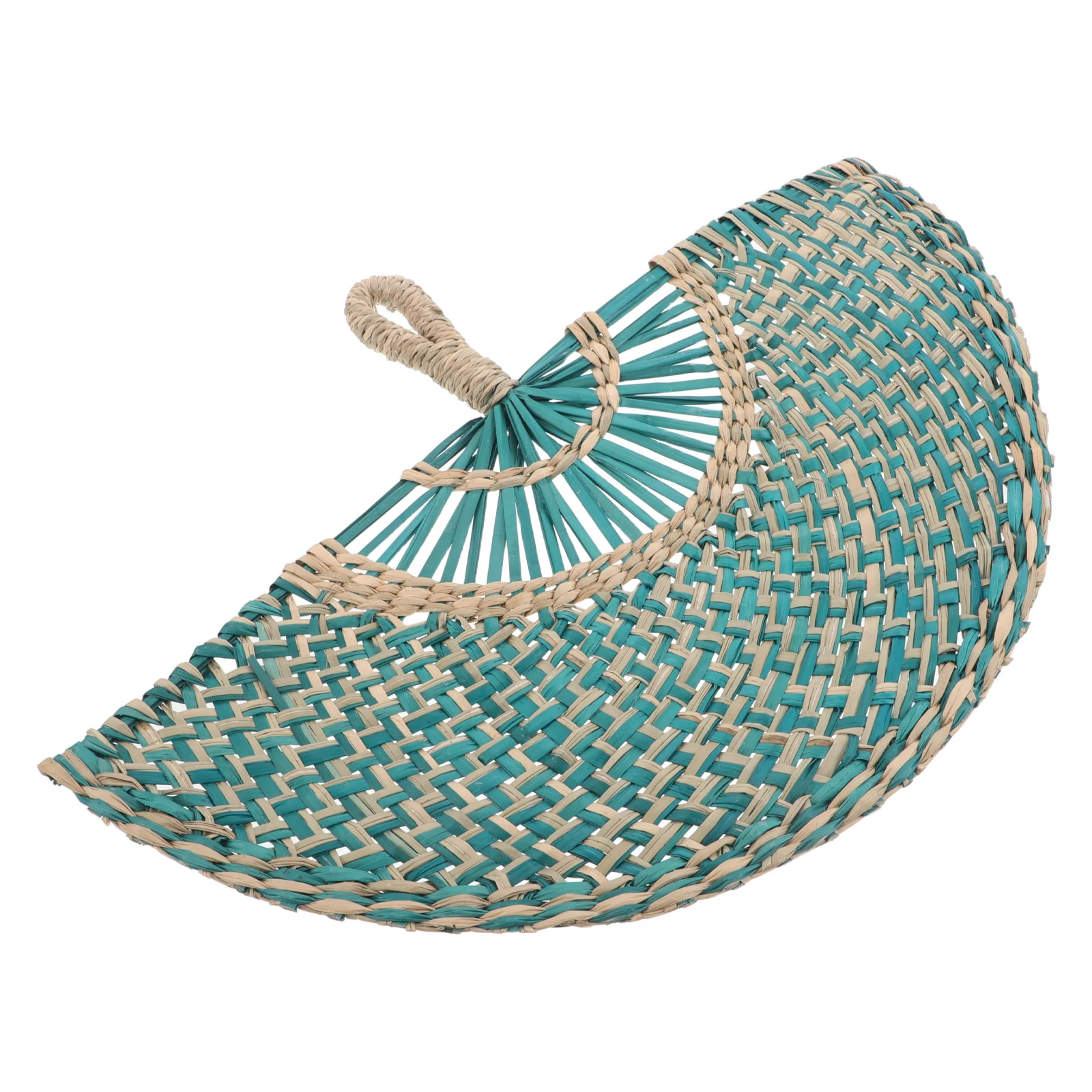

Asian Handmade Straw Woven Semicircle Fan Rustic Farmhouse Boho Style Hanging Wall Art Decoration Wedding Fan Decor