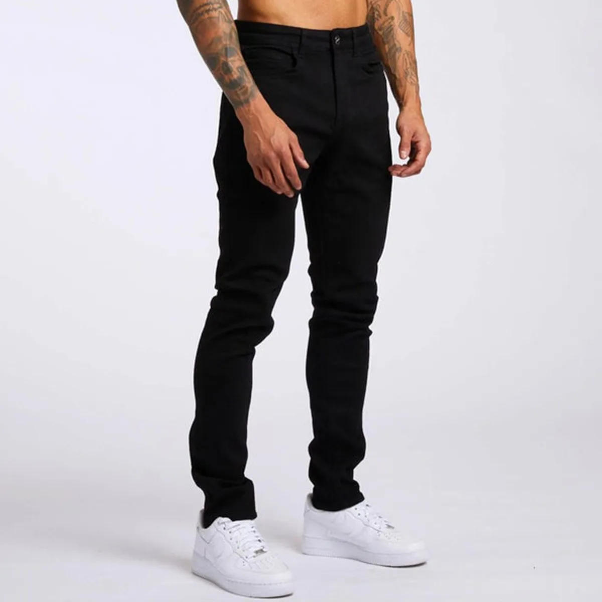 Slim Fit Men's Jeans Black Stretchy mid Waist Sporty Cotton 100% 3D Effect Durable Large Size Available Unisex Sporty Style