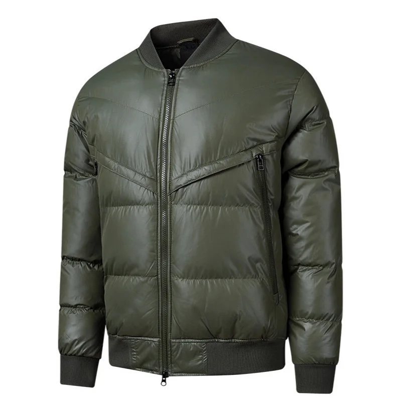 Winter Men Down Jacket Simple Solid Color Stand Collar Male Outerwear Thicken Warm Stand Collar Long Sleeve Zipper Man Coat