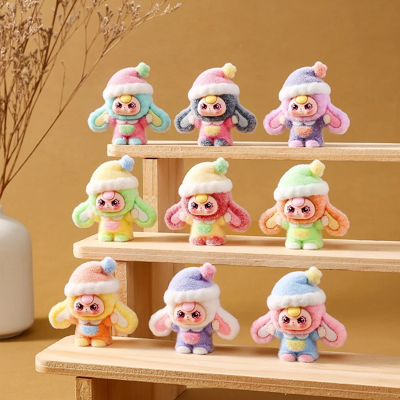 ชุดของเล่นตุ๊กตากระต่ายขนาดเล็ก 9 ชิ้น/ชุด ของตกแต่งตั้งโต๊ะ โมเดลของเล่นเด็กชายเด็กหญิง ของขวัญวันคริสต์มาสและวันเกิด