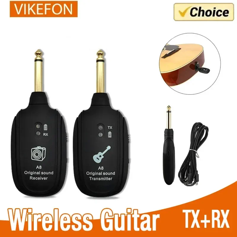 A8 Guitar Wireless System Transmitter Receiver Built-in Rechargeable Built- in Rechargeable wireless guitar transmitter 