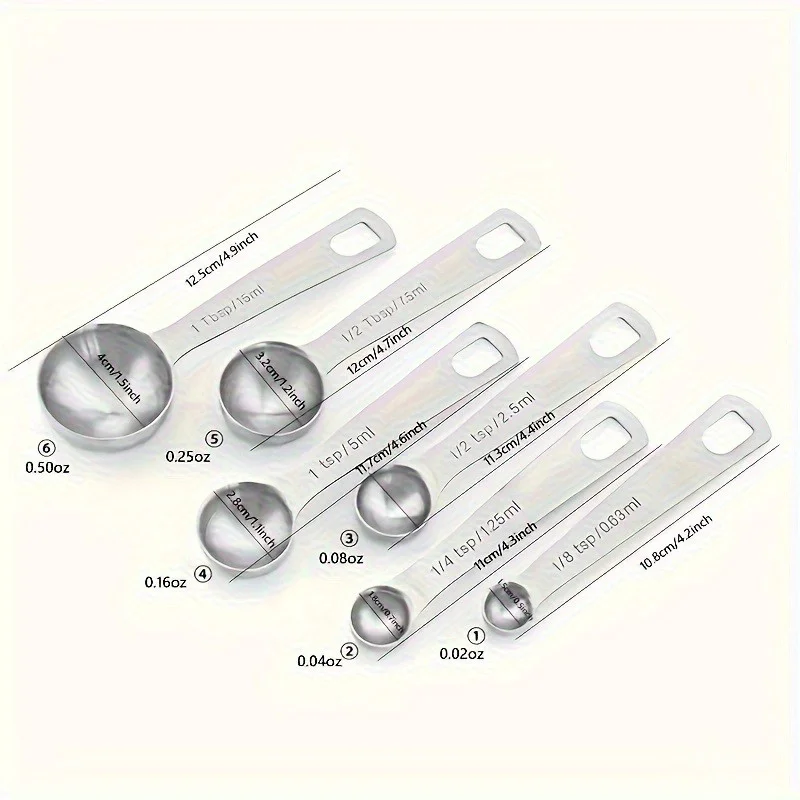 Premium Heavy-Duty Stainless Steel Measuring Spoon and Cup Set with Metric and Imperial Markings, 6pcs Kit, Perfect for Gifting