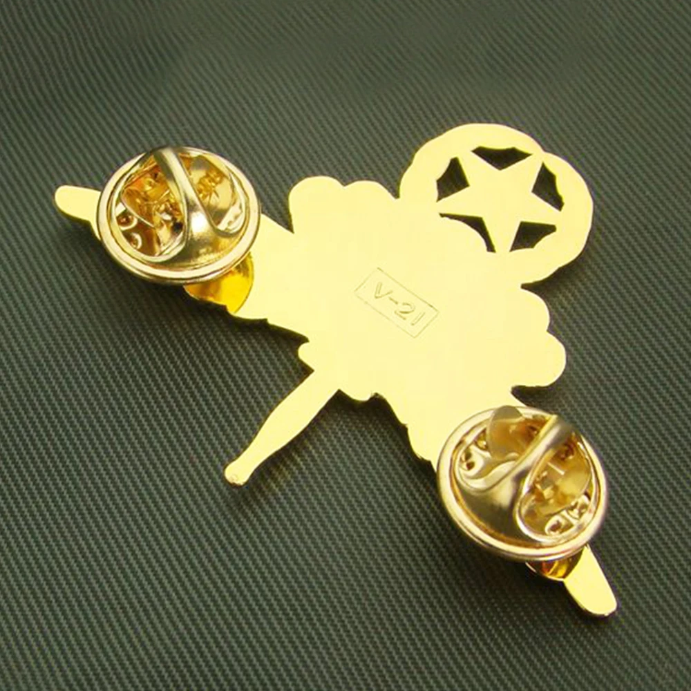 US ARMY FREEFALL PARACHUTIST WINGS STAR UNITED STATES BADGE PIN COCKADE GOLD