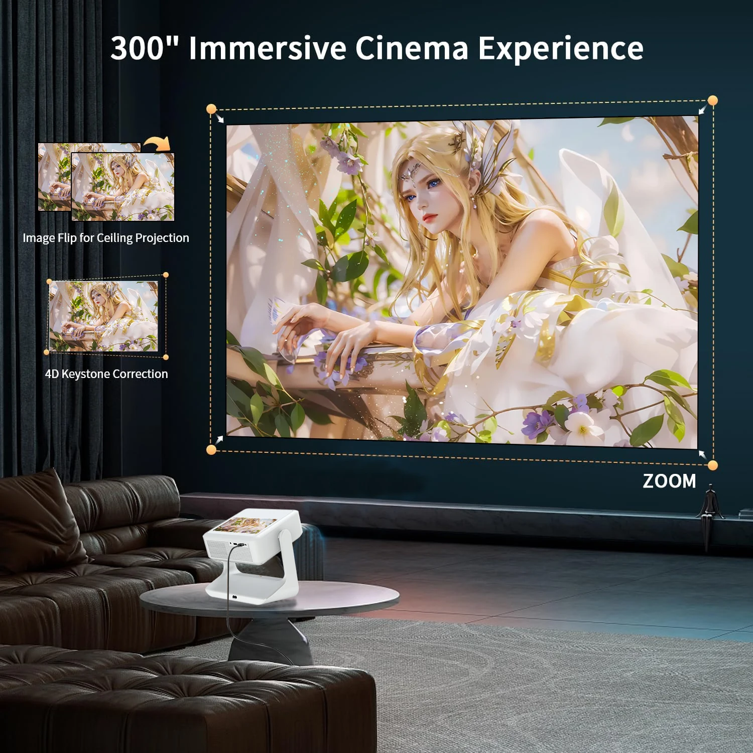 Aepuosem A2pro Android-Projektor – 4K/1080P, Dual-Screen, Touch-Steuerung, Heimkino, Gaming und Gesang