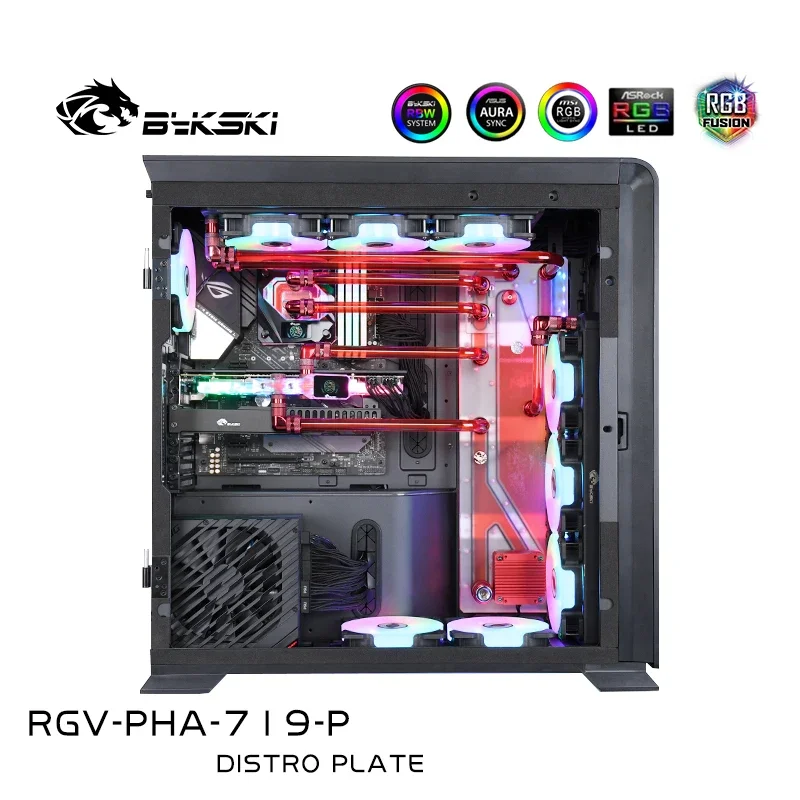 

BYKSKI Acrylic Board Waterway Block Kit Solution for PHANTEKS 719LTG Computer Case Kit for CPU/GPU Water Cooling Block with Pump