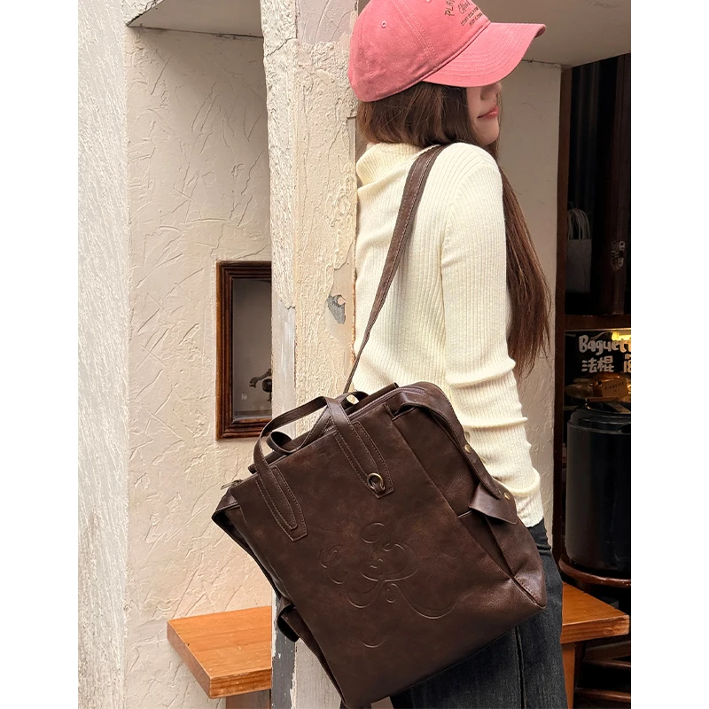 Image 4: ELFSACK Sac à dos polyvalent minimaliste de grande capacité marron pour femmes