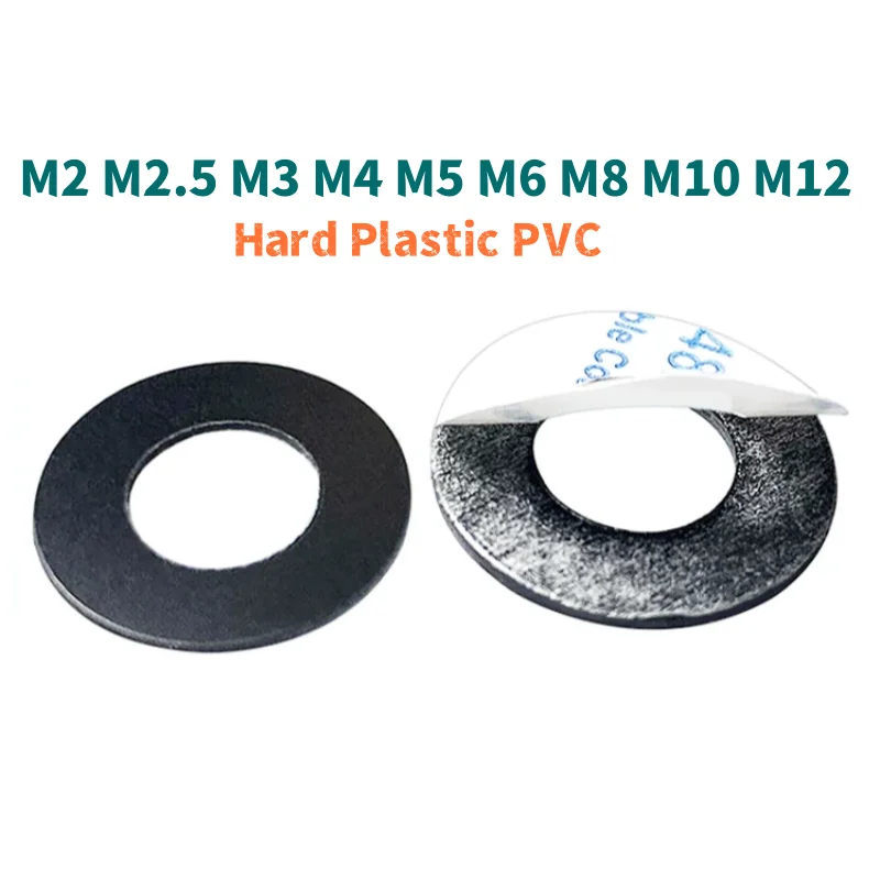 M2 M2.5 M3 M4 M5 M6 M8 M10 M12 Hard Plastic PVC Black Round Washers Single-sided Adhesive Flat Pad Viscose Flat Washer