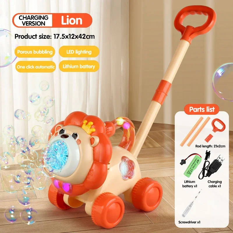 Push Bubble Cart Electric Blowing Toys Soap Blowers Automatic Bubbles Machine with Music Lights Children Gift Outdoor Games