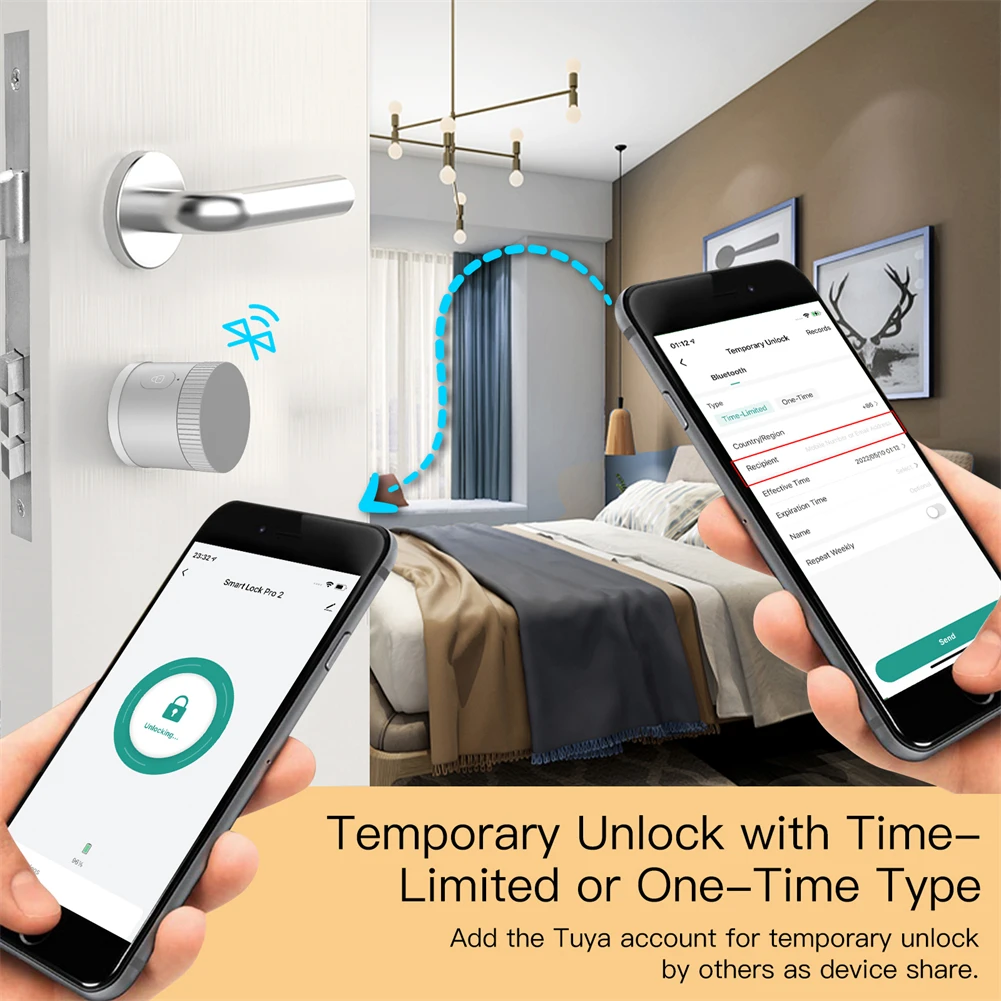 MOES Bluetooth Door Lock Bank-grade AES128 TLS Encryption Sensor Unlocking Tuya Smart APP Remote Voice Control Alexa Google EU