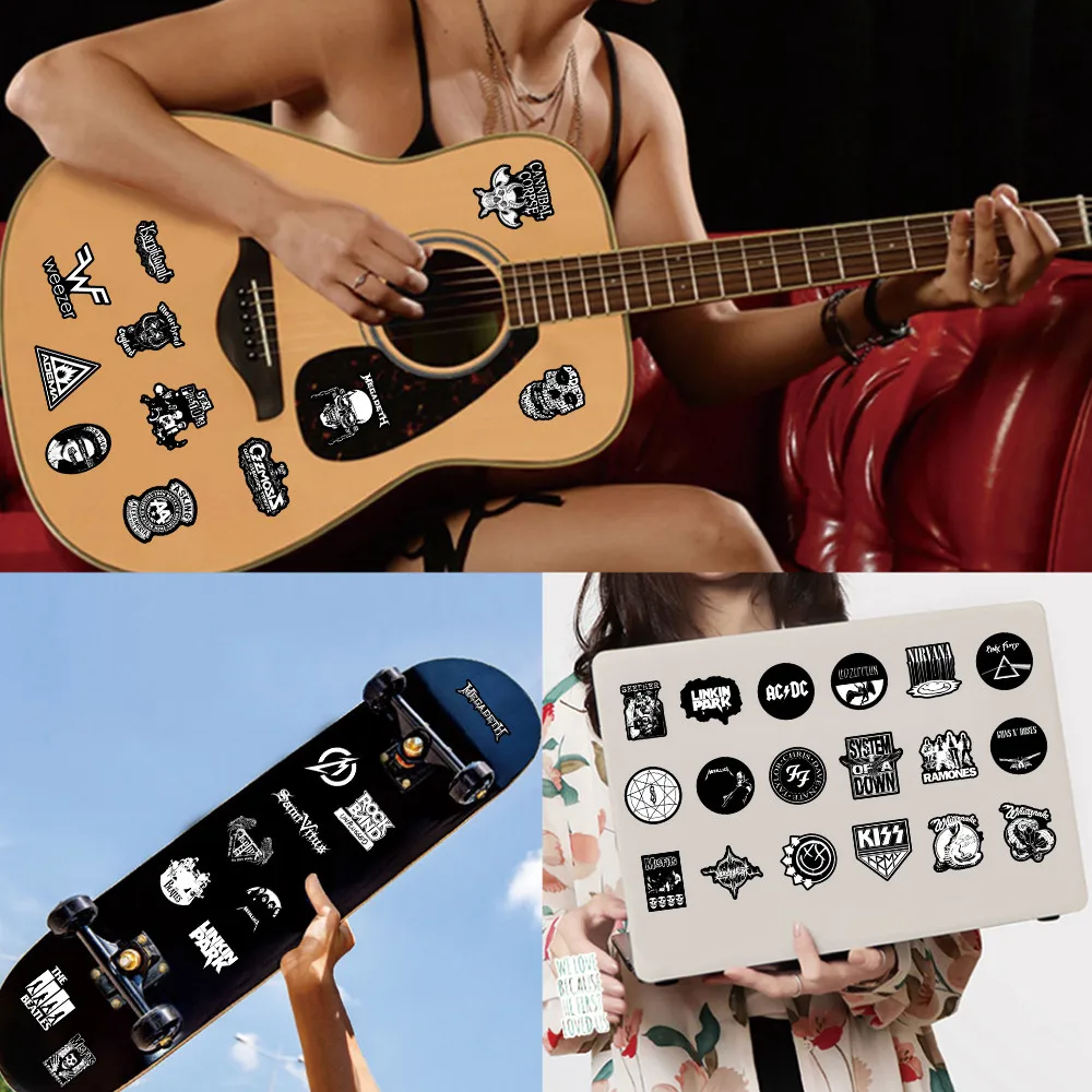 55 Stück Rockband-Aufkleber - Coole Musik-Themen-Sticker für Gitarren, Gepäck, Notizbücher & DIY-Basteleien Giajar Sticker Store – Detail 8