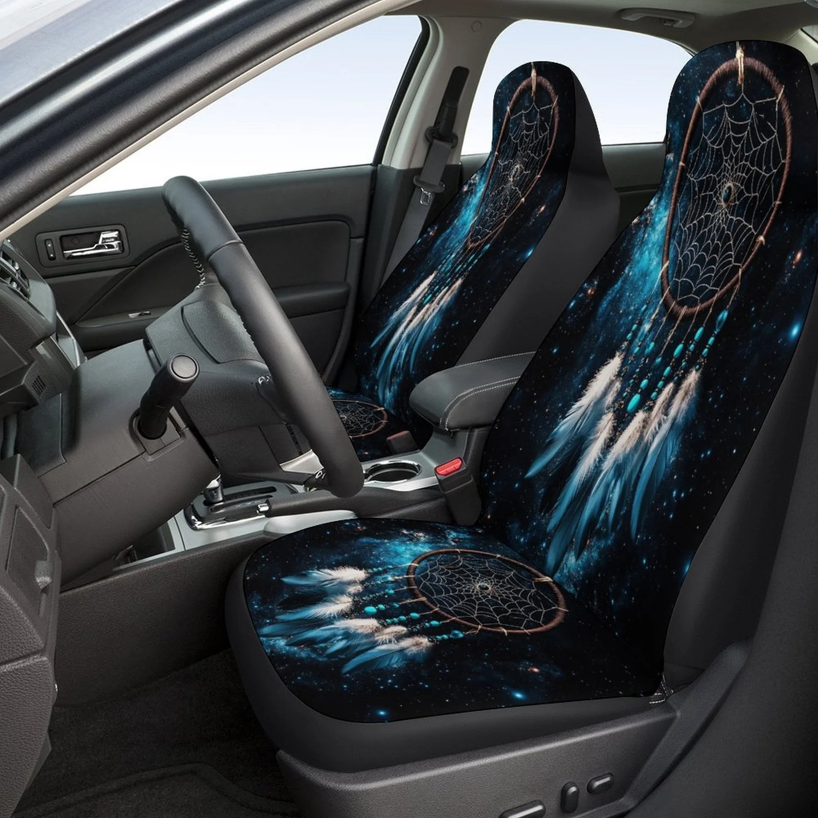 Dreamcatcher In Space Designed Car Seat Cover Set For Most Cars, Fashion Comfortable Car Seat Protector Covers Full Set, Car Se