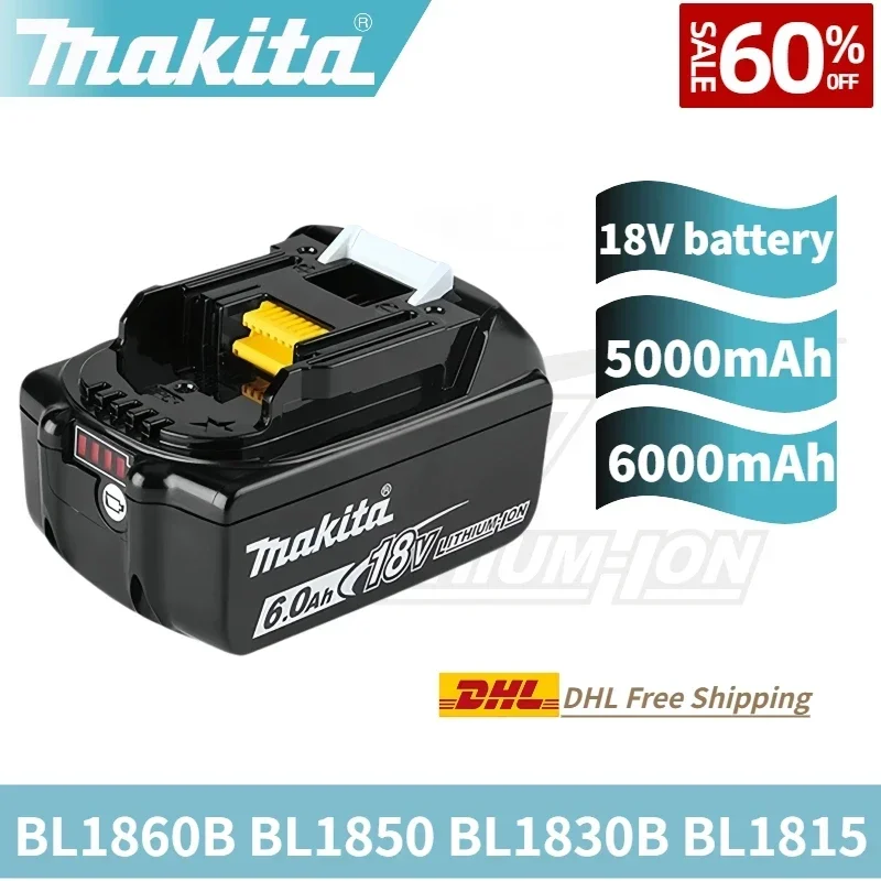 

Latest Upgraded BL1860 Rechargeable Battery 18 V 6000mAh Lithium-ion, for Makita 18V Battery BL1840 BL1850 BL1830 BL1860B LXT400