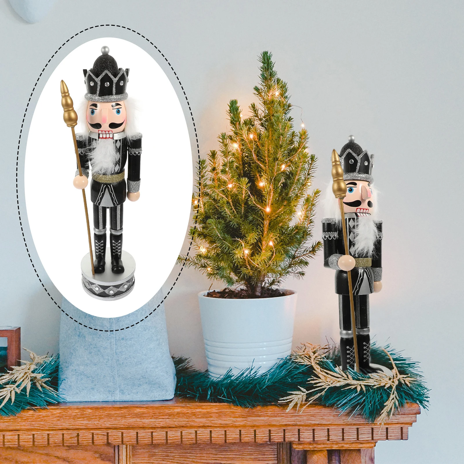 

Christmas Wooden Nutcracker Ornament Desktop Xmas Nutcrackers Decor Sturdy Craftsmanship Home Office Decoration Gift Wood