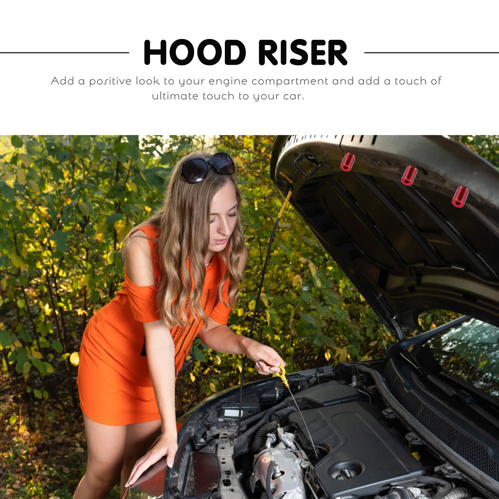 Engine Hood Riser 6Mm Aluminum Alloy Strong Corrosion Resistant Ventilation Spacer Kit Professional Car Parts Hood Spacers