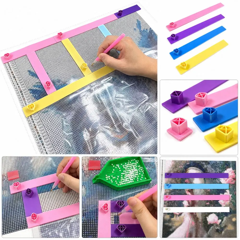 4Pcs New Plastic Diamond Painting Rulers Connectable Straight Edge Diamond Art Rulers Flexible Reusable Drill Alignment Rulers