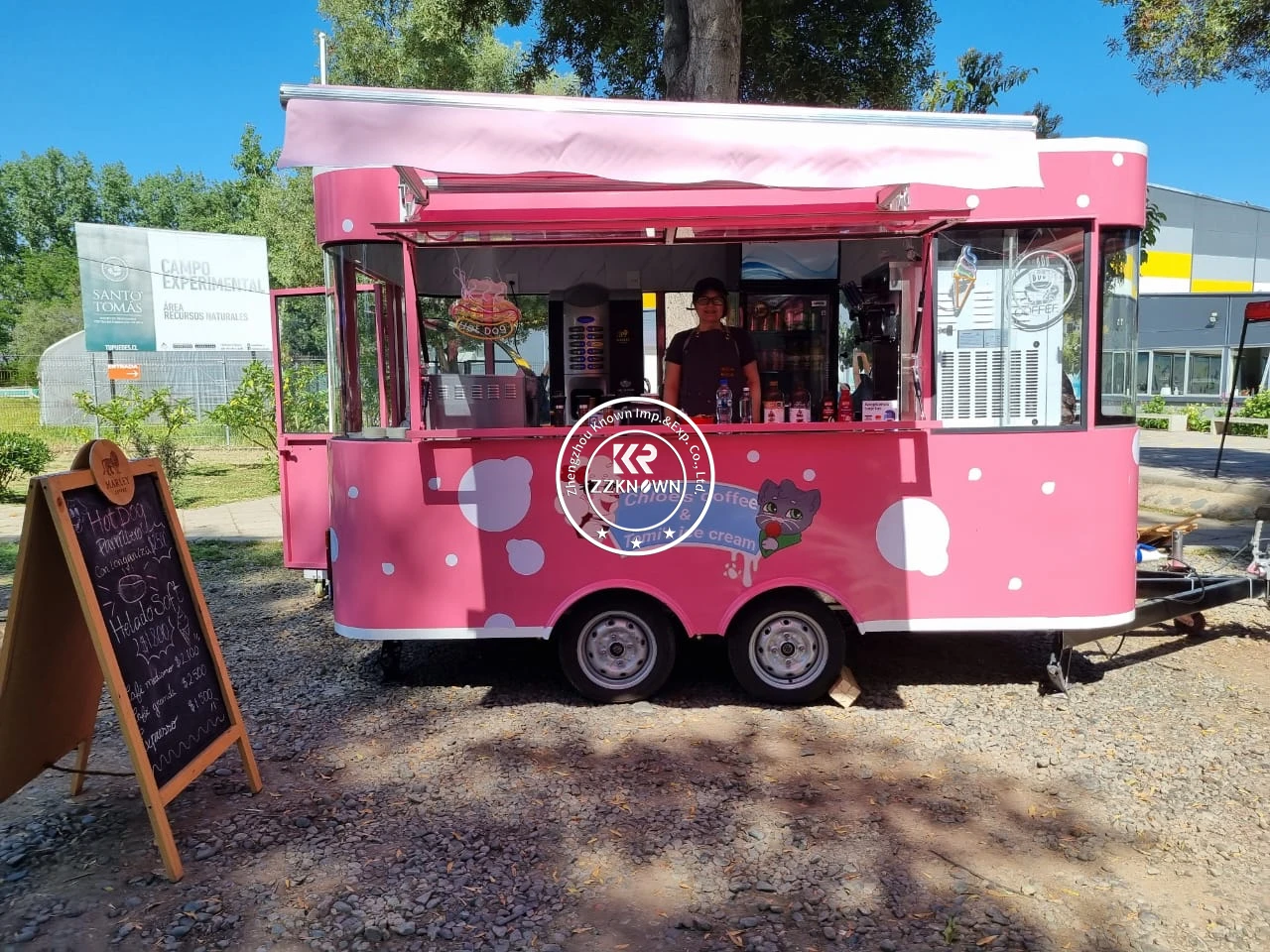 

3.5M Food Truck Trailer Mobile Food Truck with Full Kitchen Bakery Hotdog Ice Cream Cart Outdoor Snacks Coffee Vending Kiosk