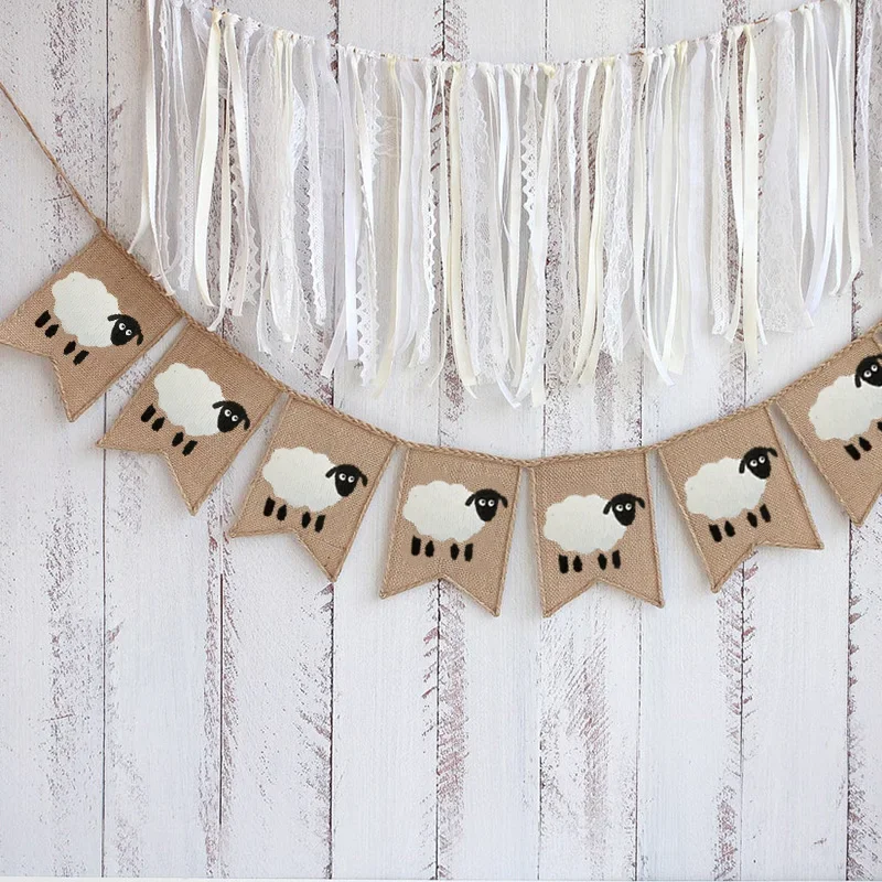 sheep Eid Mubarak burlap banner happy Ramadan Al Adha Muslim Islamic Kareem Iftar Party Home patio decoration supplies backdrop