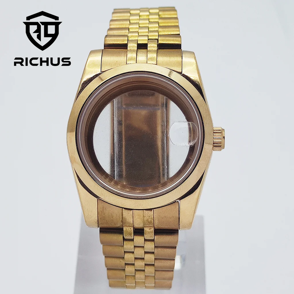 

Корпус из розового золота RICHUS 36/39 мм, водонепроницаемый, 100 м, подходит для NH35 NH36 ETA2824 PT5000 Miyota8215-DG, аксессуары для часов с механизмом