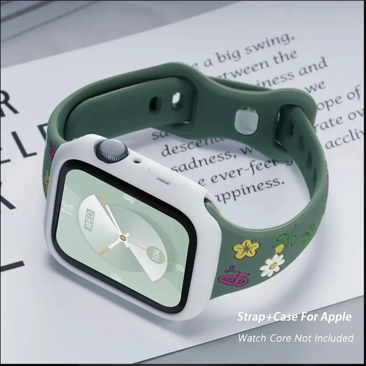 Cute Flowers Silicone Strap Case For Apple Watch Ultra 49mm S10 S11 42mm 46mm 38 40 41 44 45 mmFor iwatch SE 2 3 4 5 6 7 8 9