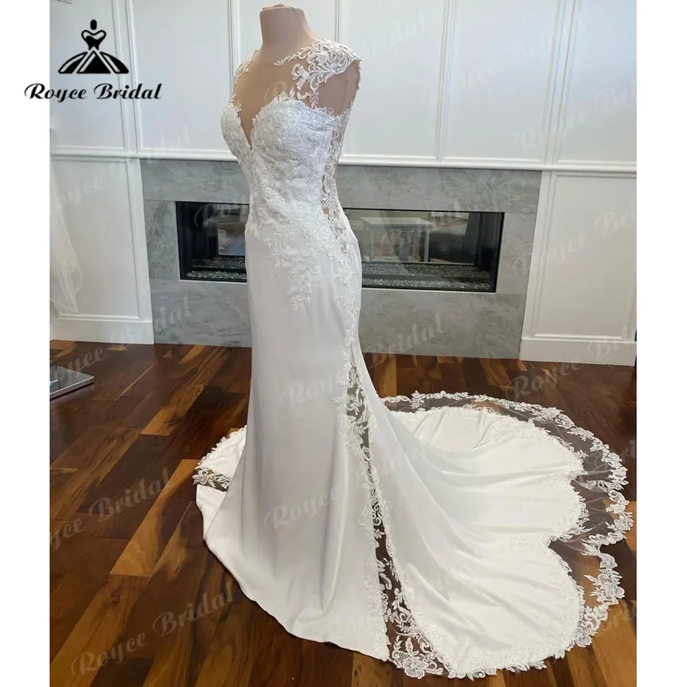 Roycebridal-vestidos De novia De encaje De sirena, sexys, Vintage, tren De corte, apliques, vestidos De novia personalizados, 2025