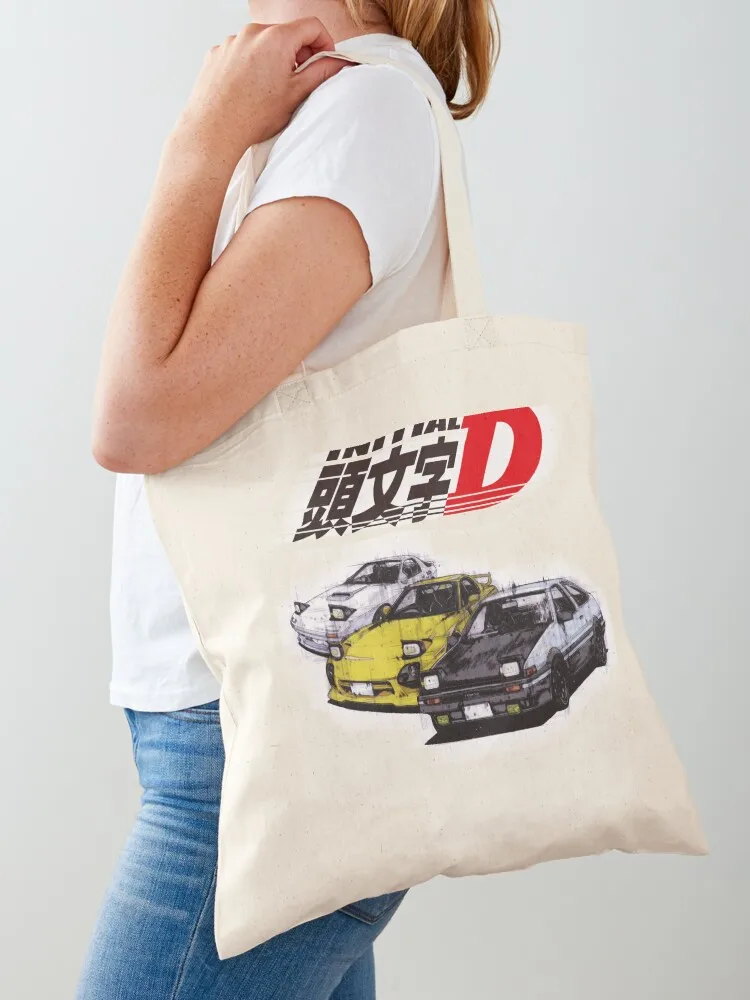 Initial D AE86 & RX7 Sketch Tote Bag supermarket folding bag bags woman 2025 Canvas Tote Bag