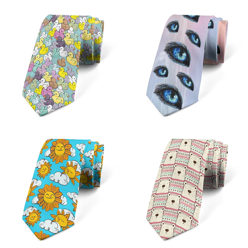 

Cartoon bear duck pattern printed tie ladies new fashion casual men's tie 8 cm wide tie wedding party accessories for neutral