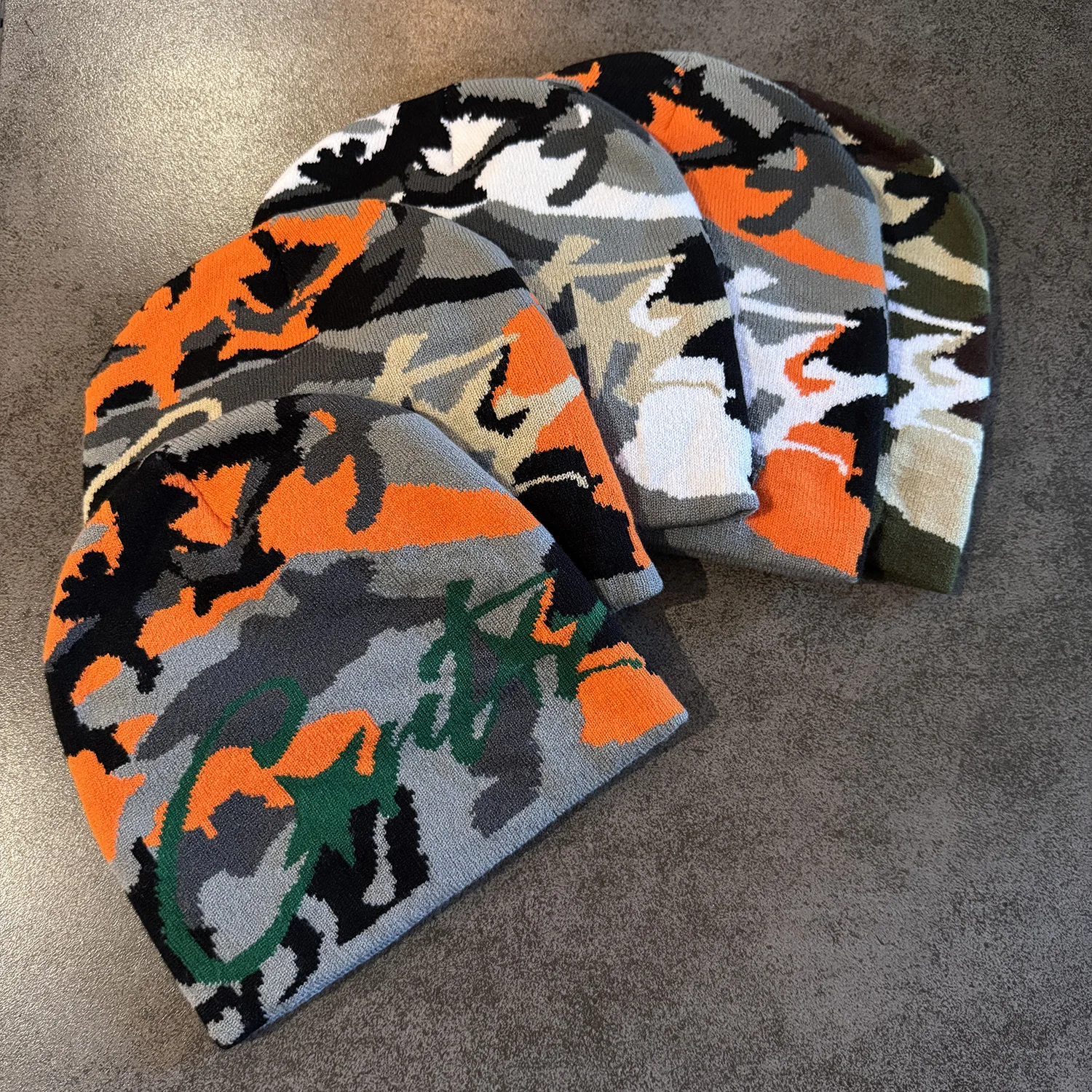 New Jacquard Camouflage Warm Knitted Hat Trendy Hat for Men and Women Outdoor Windproof Cold Hat Casual Letter Hat